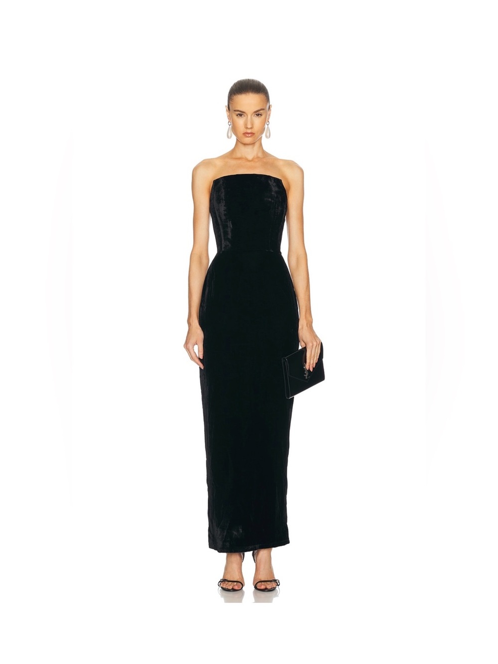 LPA Strapless Black Velvet Column Gown